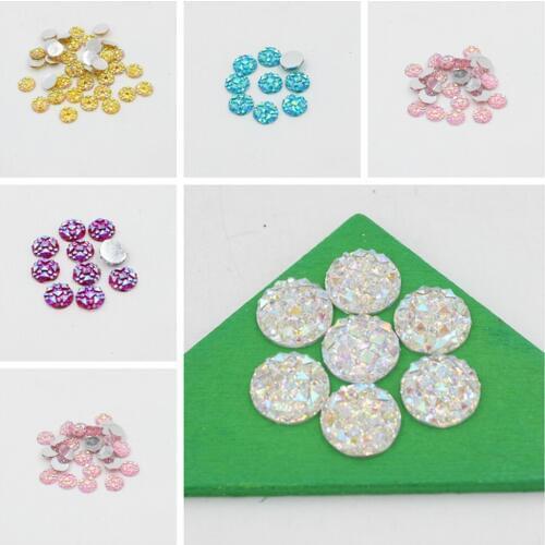 100pcs 8mm Bling Multi AB Colors/Clear White AB Resin Rhinestone Round Flatback Cabochon Stone DIY Ar't Decoration Crafts