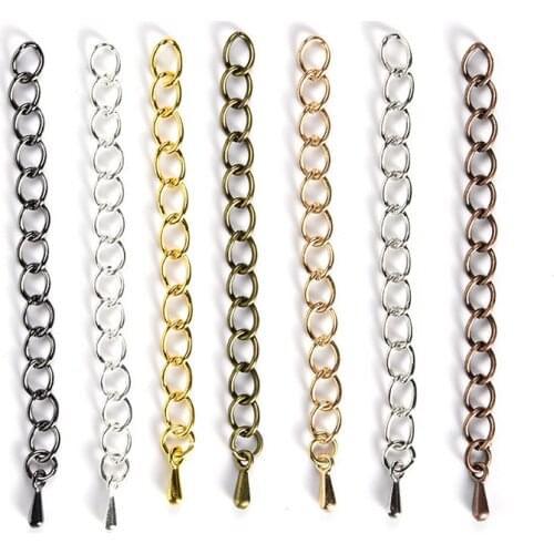 20Pcs/Lot Extended Chains DIY Necklace Bracelet Accessories Water Drop Charms Tone Extension Tail Chain Jewelry Making Supplies