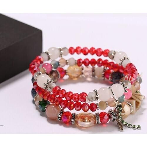 3Pcs/Set Bohemia Charm Bracelets For Women Vintage Crystal Beads Bracelets & Bangles Pulsera Ethnic Femme Jewelry Gifts