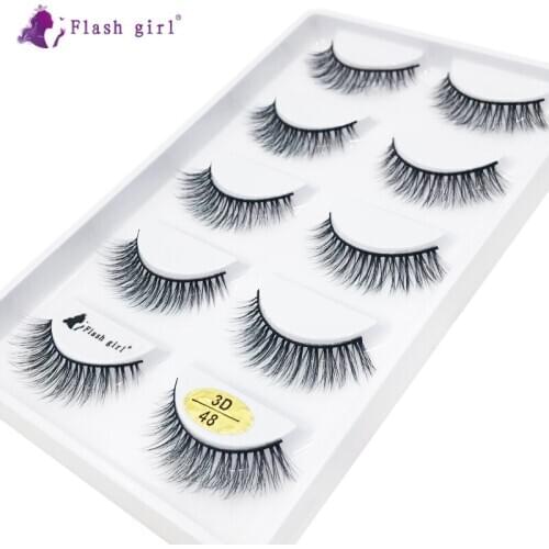 Flash Girl 3D Mink Lashes Natural Long False Eyelashes 100% Handmade Cruelty Free Fake Eyelash Makeup Tools 3D-48