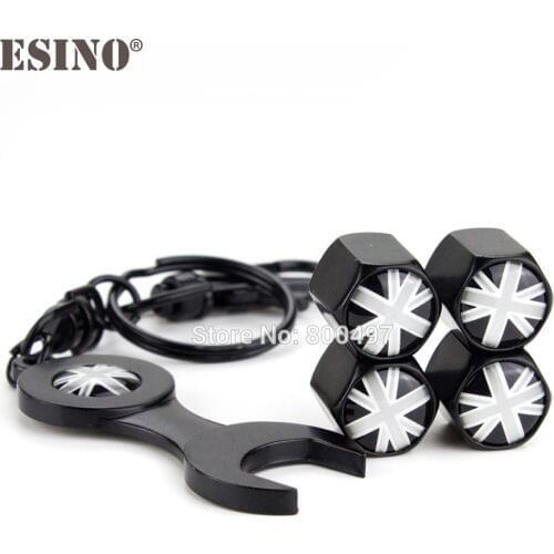 40 x Car Styling Stainless Steel Zinc Alloy Wheel Tire Valve Stem Caps Pale England Flag Universal With Mini Wrench Key Chain
