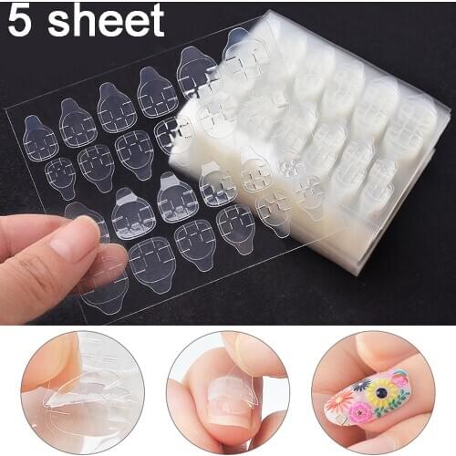 5 Sheet/120 Pcs Double Sided False Nail Art Adhesive Tape Glue Sticker DIY Fake Nail Tips Adhesive Nail Glue