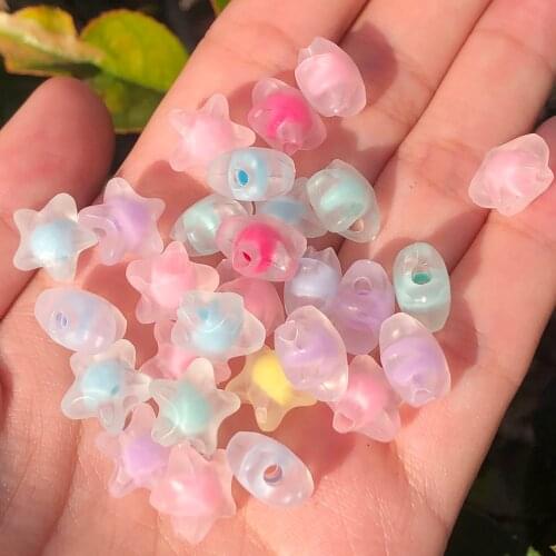 50/100Pcs/Lot 12x7mm Acrylic Spaced Beads Matte Transparent Star Shape Beads For DIY Necklace Earrings Jewelry Accessories