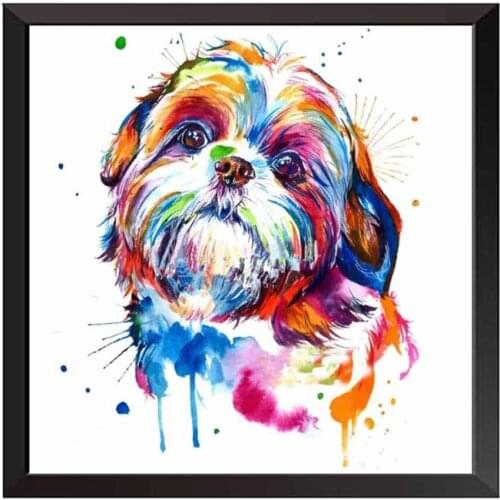 "Shih Tzu Dog" Watercolor DIY 5D Diamond Painting Cross Stitch Diamond Embroidery Rhinestones 3d Photo Mosaic Diamond Stickers