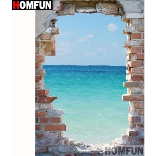 HOMFUN 5D Diy Diamond Painting Cross Stitch "Sea scenery" Home Decor Full Rhinestones Inlay Diamond Embroidery A18292