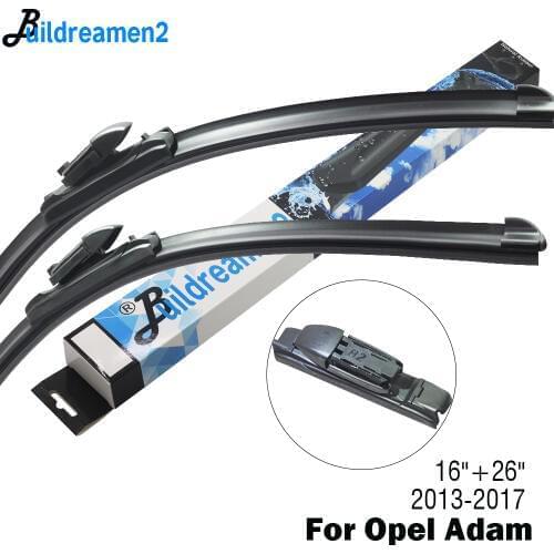 Buildreamen2 Car Wiper Blade Frameless Windscreen Rubber Wiper For Opel Adam Fit Push Button Arms 2013 2014 2015 2016 2017