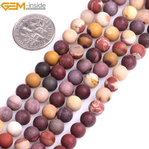 Gem-inside Natural Round Matte Frost Mookaite Stone Beads For Jewelry Making 6-12mm 15inches DIY