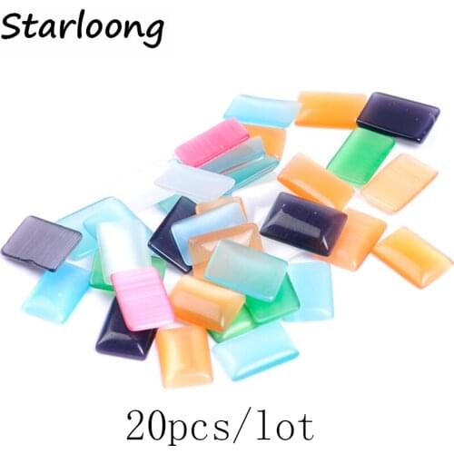 20pcs/lot 9*14mm rectangle shape many colors mixed opal lampwork glass cat eyes beads cabonchon beads for DIY jewelry making