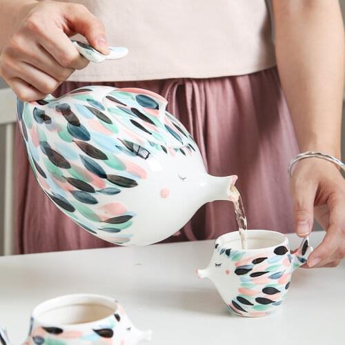 Newcartoon fis Dinnerware Sets Ceramic Party Porcelain Plate Coffee cup bowl Household Tableware Kettle Afternoon tea Kettle set
