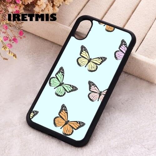 Iretmis 5 5S SE phone cover cases for iphone 6 6S 7 8 Plus X Xs Max XR 11 12 MINI Pro Soft Silicone Multi-Color Pastel Butterfly