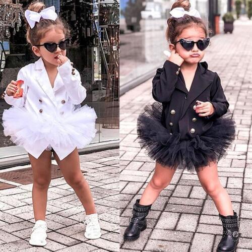 Infant Children Clothes Baby Girls Long Sleeve Formal Lace Dress Suit Skirt Get Together Clothes Casual Suit Dress