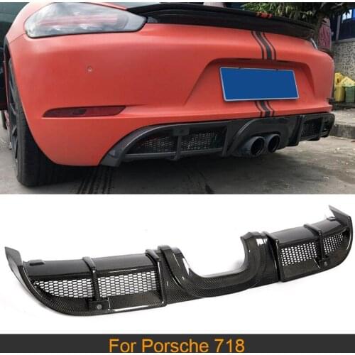 Rear Bumper Lip Diffuser Spoiler for Porsche 718 2016 - 2018 Carbon Fiber Rear Bumper Lip Apron Splitter Car Lip