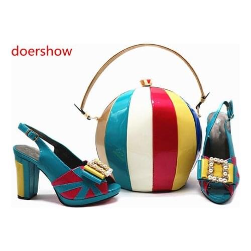 Doershow good-looking Italian matching shoes and bag set ladies shoes and bag to match for Nigerian wedding SMQ1-11