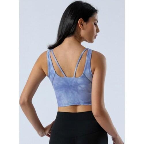 Heyyoga Women Mid Support Buttery Soft Padded Training Fitness Sport Bras Tops TIE DYE Naked Feel Workout Yoga Gym Bra Crop Top