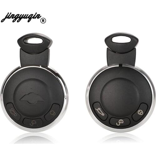 Jingyuqin 3 Buttons For BMW Mini Cooper Auto Fob Smart Remote Car Key Shell Case With Uncut Blade Replacement