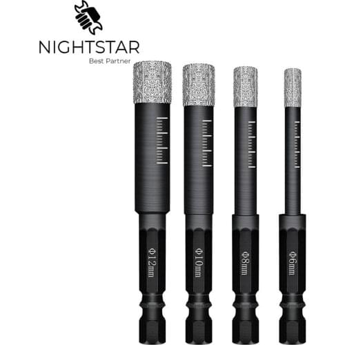 Krachtige Hex Diamond Dry Core Welded Saw Advanced Anhydrous Drill Bits for Glass Granite Porcelain Tile Marble 6 8 10 12mm