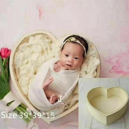 Love Heart Wood Posing Baskets For Newborn Photography Props Baby Photo Shoot Accessories Photoshoot Filler Basket Fotografia