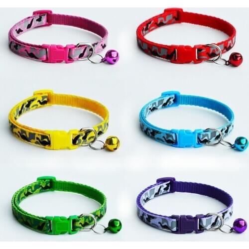 Fashion Nylon Dog Collar Reflective Pet Bell Collar Adjustable Suitable for Cats and Small Dogs Pet Supplies Basic Collar