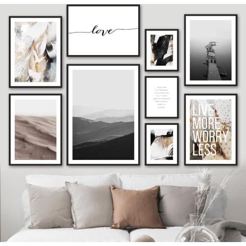 Abstract Color Block Mountain Cactus Path Wall Art Canvas Painting Nordic Posters And Prints Wall Pictures For Living Room Decor