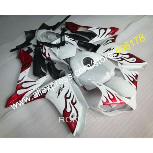 R1 ABS Injection Fairing For Yamaha YZFR1 2007 2008 Race Bike Red Flame White Fairings (Injection Molding)