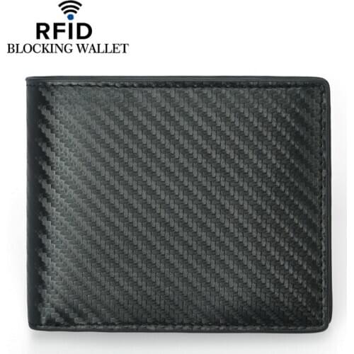 Wholesale Pu Leather Carbon Fiber Wallet Mini Slim Wallets Business Men Credit Card ID Holder with RFID Purse 50PCS/lot