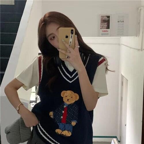 Women Hoodies Japanese Style Autumn Cartoon Bear Pullovers Loose Oversize Female Warm Harajuku Sweet Kawaii Winter Clothes