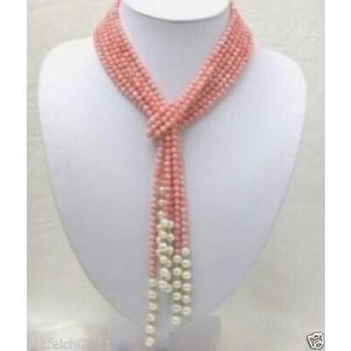50 inch Pink Coral Freshwater Pearl Necklace AAA