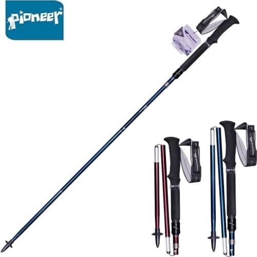 Pioneer 2 pcs/pack Aluminum Adjustable Walking Sticks Tourism Camping Hiking Climbing Equipment Folding Trekking Poles