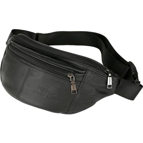 Men Genuine Leather Waist Pack Casual Functional Fashion Fanny Pack Women Belt Bum Bag Male Phone Wallet Pouch Bags 8005