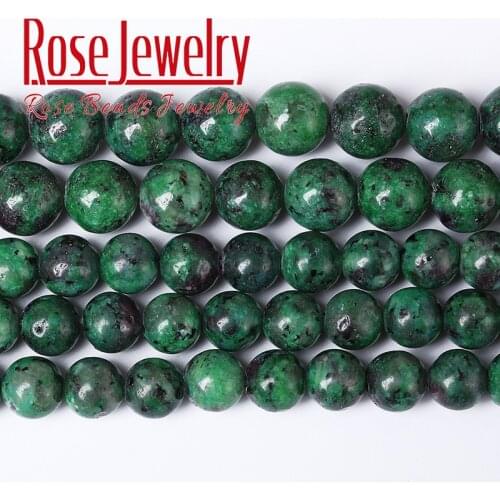 Natural Epidote Zoisite Stone Beads Green Jaspers Stone Round Spacer Charms Beads For Jewelry Making Bracelets 15" 6 8 10 12mm