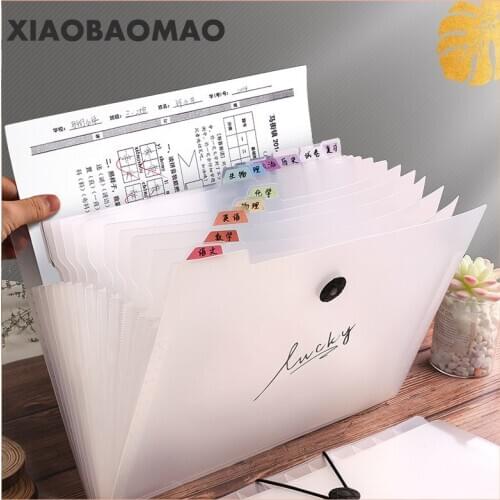 PP Transparent A4 Document Bag Sheet Music Test Paper Bill Receipt File Bag 5/8/12 Layered Grids Pouch Folder Organizer File