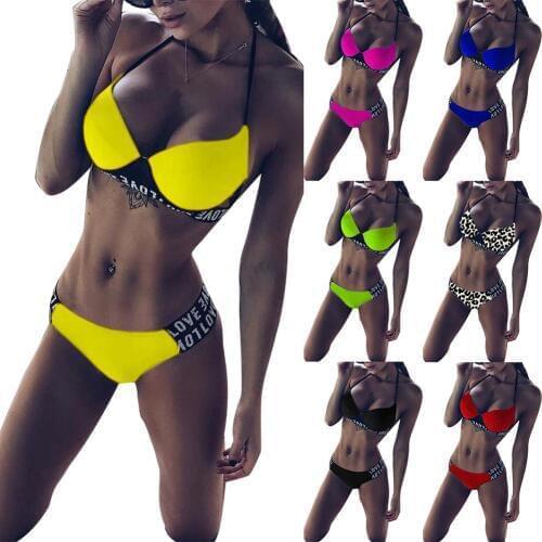 Love Letter Sexy Push Up Summer Bikini Set Women Two-piece Swimsuit Swimwear