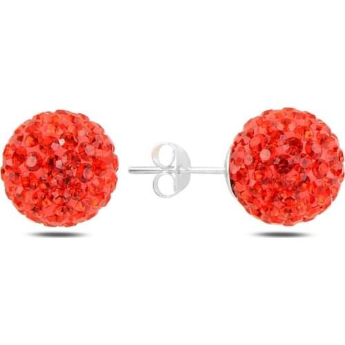Silver 925 Sterling Ball Crystal Stone Earrings