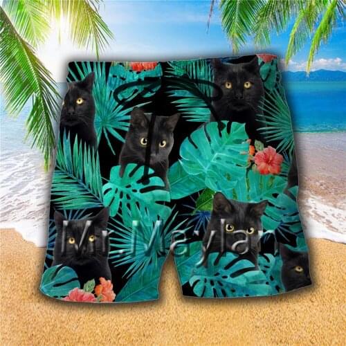 2020 Summer Men Board Shorts 3D Print Weeds Cats Fashion Mens Bermuda Beach Shorts Black Trousers Plus Size 6XL Quick Dry