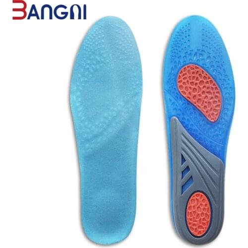 BANGNI GEL Work Silicone Insoles Arch support Shoe Pads Soft Elastic PU Plantar Fasciitis Walk Inserts for Feet Pain Men Women