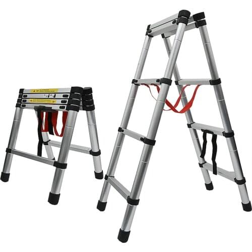 1.4M+1.4M Thickened Aluminum Alloy Telescopic Ladder Multi-purpose Herringbone Ladder Portable Home Folding Engineering Ladder