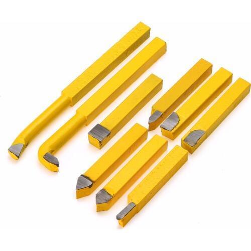Cheapest 9pcs/Set YW1 Carbide Brazed Tip Tipped Lathe Cutter Tools 8x8mm Shank High Hardness Turning Milling Welding Bit