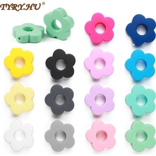 TYRY.HU Silicone beads Flower candy Color 100pcs baby teether Accessories Silicone Beads Pendant DIY nursing bracelet kids beads