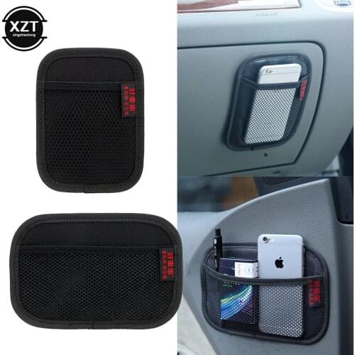 Universal Car Black Storage Bag Brand Stick-up Mesh Net Storage Bag Phone Holder Organizer Pouch Car Hanging Ornament Decorate