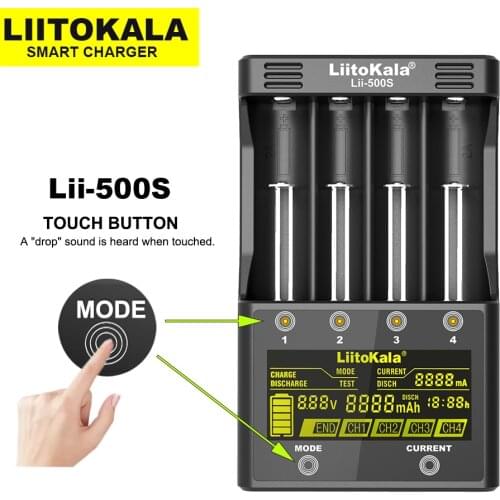 Liitokala Lii-500S LCD 3.7V 18650 18350 18500 21700 14500 26650 16340 17500 22650 14500 10440 AA NiMH Lithium-Battery Charger