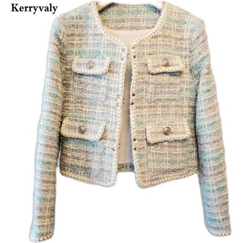 Luxury French Small Fragrance Famous Bomber Short Crop Jacket Woman 2021 Spring Fashion Thick Coat Ropa De Mujer K3074