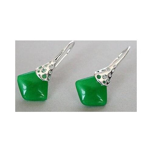 Ladys unique 925 natural green gem hook Earring Lovely Fine Nobility Ladys Womens Earrings