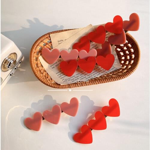 Lovely Red Pink Heart Korean Hair Clips for Women Hairpin Crab Headband for Girls Hair Accessories Headwear Ornament Wholesale