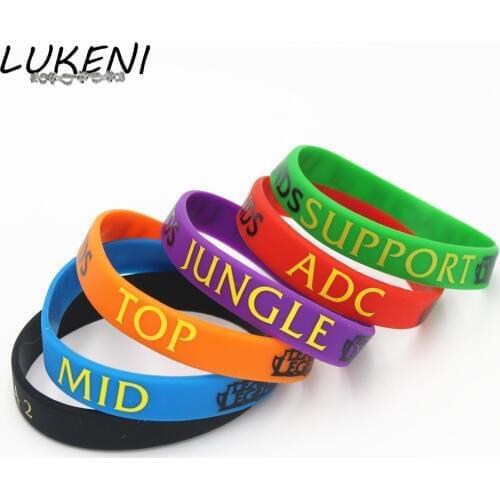 LUKENI 1PC LOL Bracelet League of Legend Wristband Silicone Bracelet with ADC, JUNGLE, MID, SUPPORT, DOTA 2 Printed Band SH001