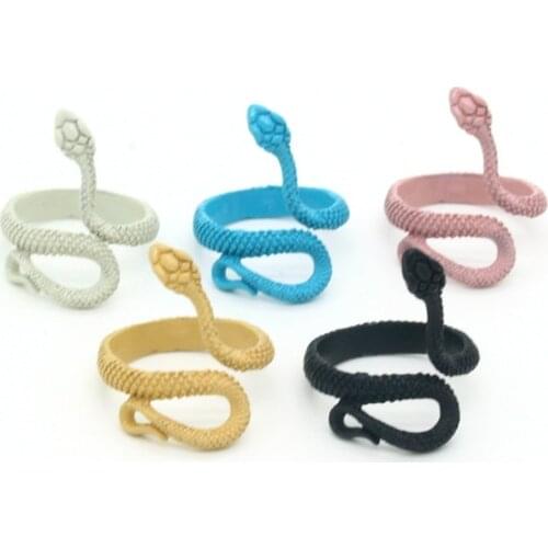 1PC Punk Colorful Metal Snake Ring For Men Women Vintage Gothic Hip Hop Candy Color Snake Animals Finger Ring Jewelry R158
