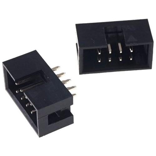 100 Pcs Shrouded Box header IDC Socket 2.54mm 2x4 Pin 8 P straight Male square pin 0.64mm 2 rows 2.54 Through hole DIP
