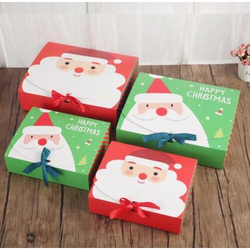 100pcs Unique Christmas Eve Big Gift Box Santa & Fairy Design Papercard Kraft Present Party Favour Activity Box Red Green