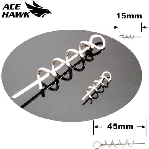 20pcs/bag 4.5/1.5cm Stainless Steel Fishing pins Spring Hook Twist Lock Fish Hook Tool Centering-Pins Soft Lure Bait Worm Grub
