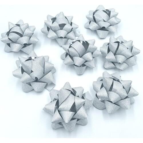 10pcs 7.5cm Glitter Star Bows, Christmas Metallic Bows,Gift Bows Wrapping Gift Box Decoration
