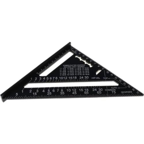 7/12Inch Aluminium Triangular Measuring Ruler Woodworking Carpenter Square Angle